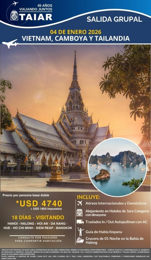 VIETNAM, CAMBOYA Y TAILANDIA